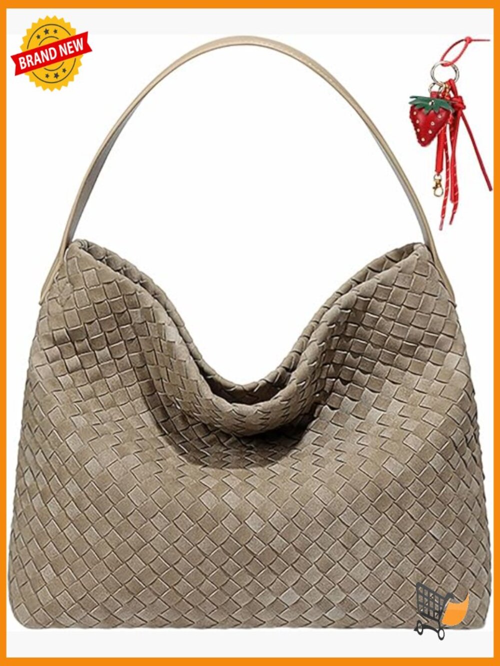 Woven Suede Hobo Shoulder Bag - Tote Satchel Crossbody